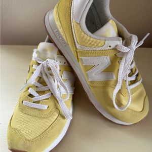 New Balance Yellow and White Athletic Shoes